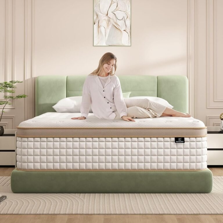 EEN EEN SLEEP King Mattress, 14 Inch Hybrid Mattress in a Box, Memory Foam and Individual Pocket Springs, Innerspring Medium Firm for Pressure Relief, Edge Support, No Odor, CertiPUR-US