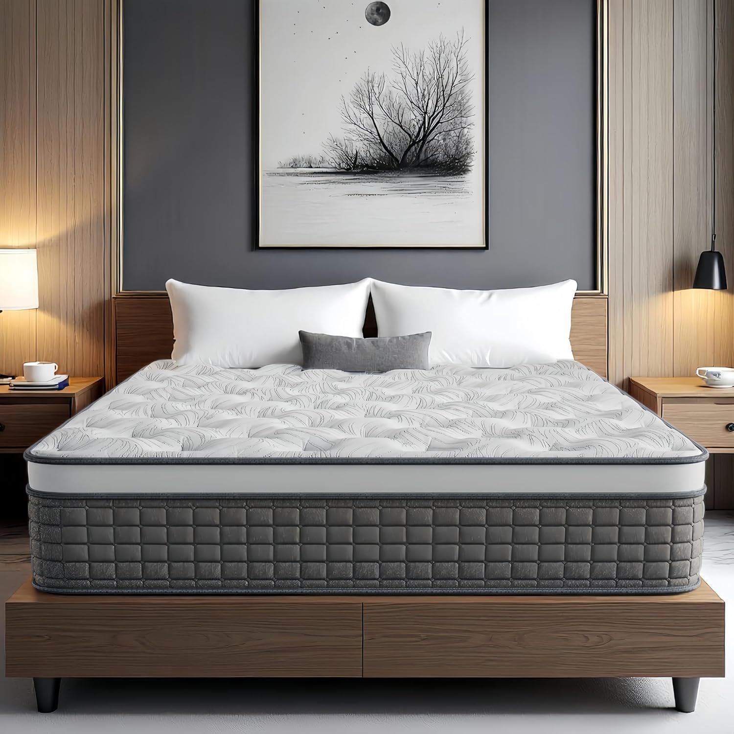 Queen Hybrid Mattress, 12 Inch Queen Size Hybrid Mattress with Memory Foam & Individually Wrapped Pocket Springs for Back Support, Medium-Firm, Motion Isolation, Edge Support, CertiPUR-US Certified