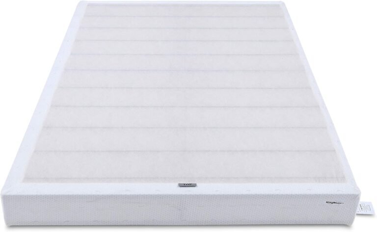 Amazon Basics Smart Box Spring Bed Base, 9-Inch Height Mattress Foundation, Tool-Free Easy Assembly, Queen, 79" L x 59.5" W x 9" H, White
