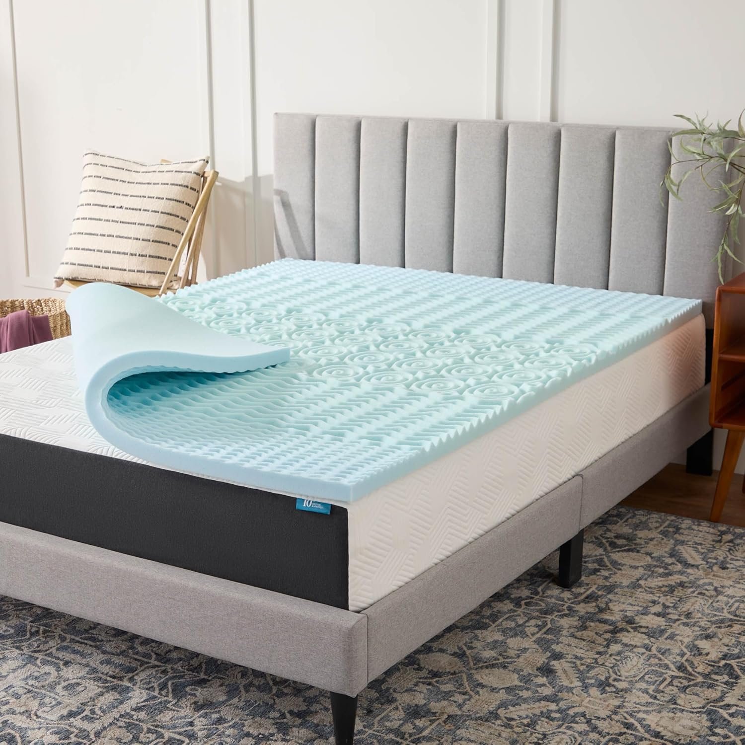 LUCID 2 Inch Zoned Gel Memory Foam Mattress Topper, King
