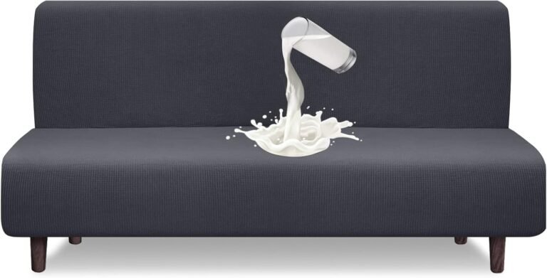 Granbest Water Repellent Futon Cover High Stretch Armless Sofa Covers Foldable Sofa Bed Covers Jacquard Futon Slipcover Waterproof Furniture Protector for Kids, Pets (Futon, Gray)