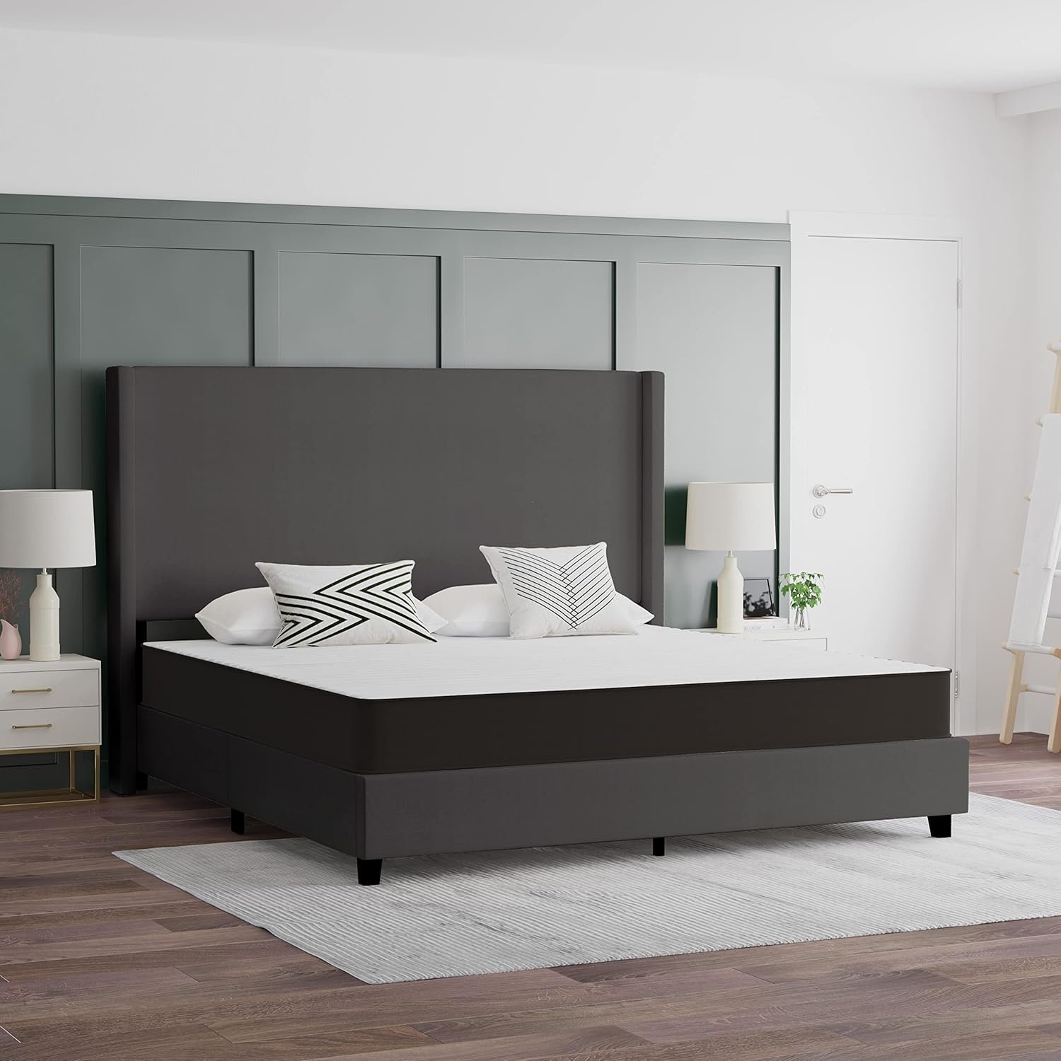 EMMA + OLIVER Astor King Premium Mattress in a Box - 8" Hybrid Innerspring Mattress - CertiPUR-US Certified Foam - Medium Firm Support - Knit Fabric Top