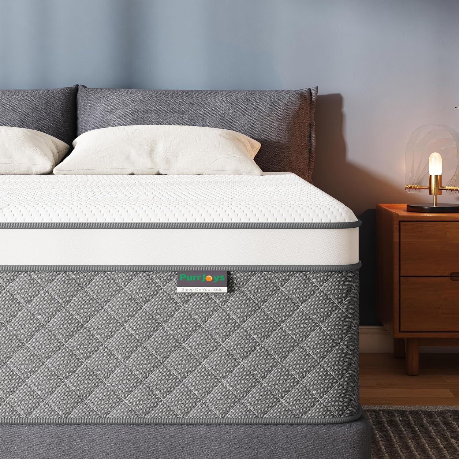 PurrJoys 14 Inch Queen Mattress, Cooling-Gel Memory Foam and Pocket Spring Hybrid Mattress, Queen Bed Mattress in a Box, CertiPUR-US Certified, Medium Firm, Queen Size Mattress