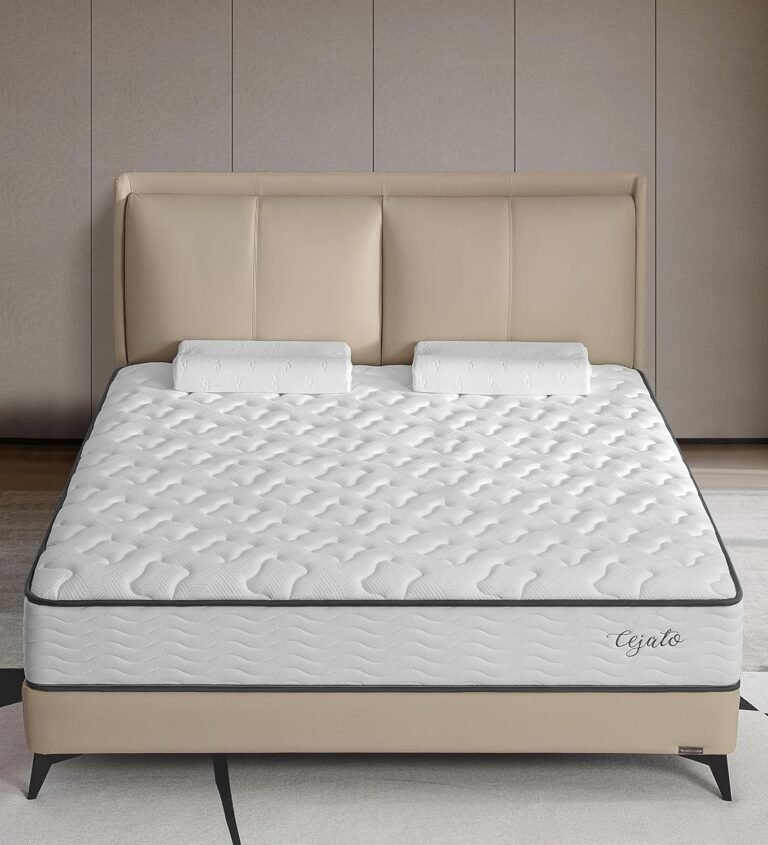 Cejato Full Size Mattress,10 Inch Hybrid Full Mattress in a Box with Memory Foam & Individual Pocket Spring for Pain Relief,Medium Firm White Mattresses,CertiPUR-US Certified.