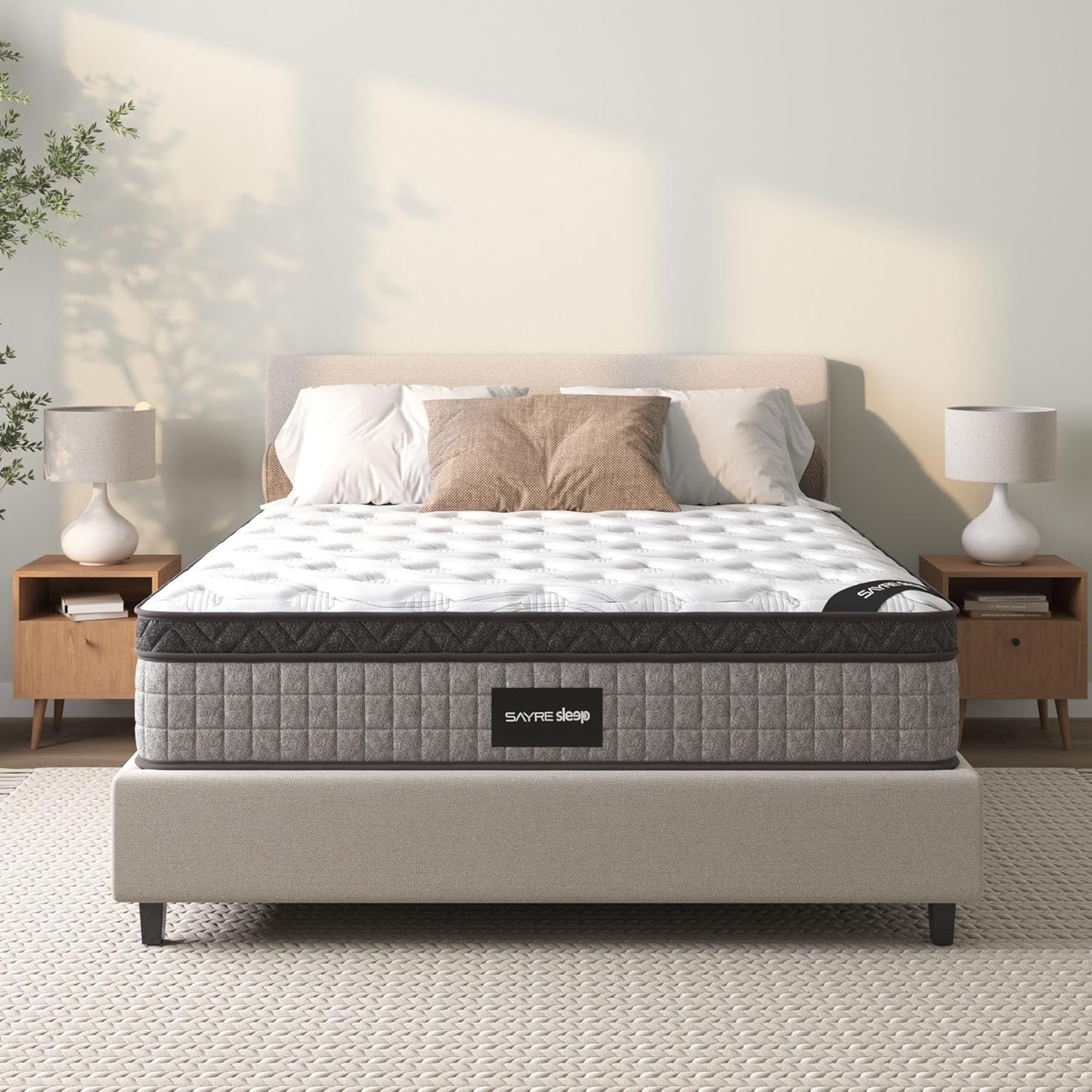 12" Queen Size Memory Foam & Cooling Mattress in a Box, Comfy Firm Hybrid Mattress Featuring Diamond Innerspring & Cooling Gel Infused Memory Foam, Pressure Relief and Support