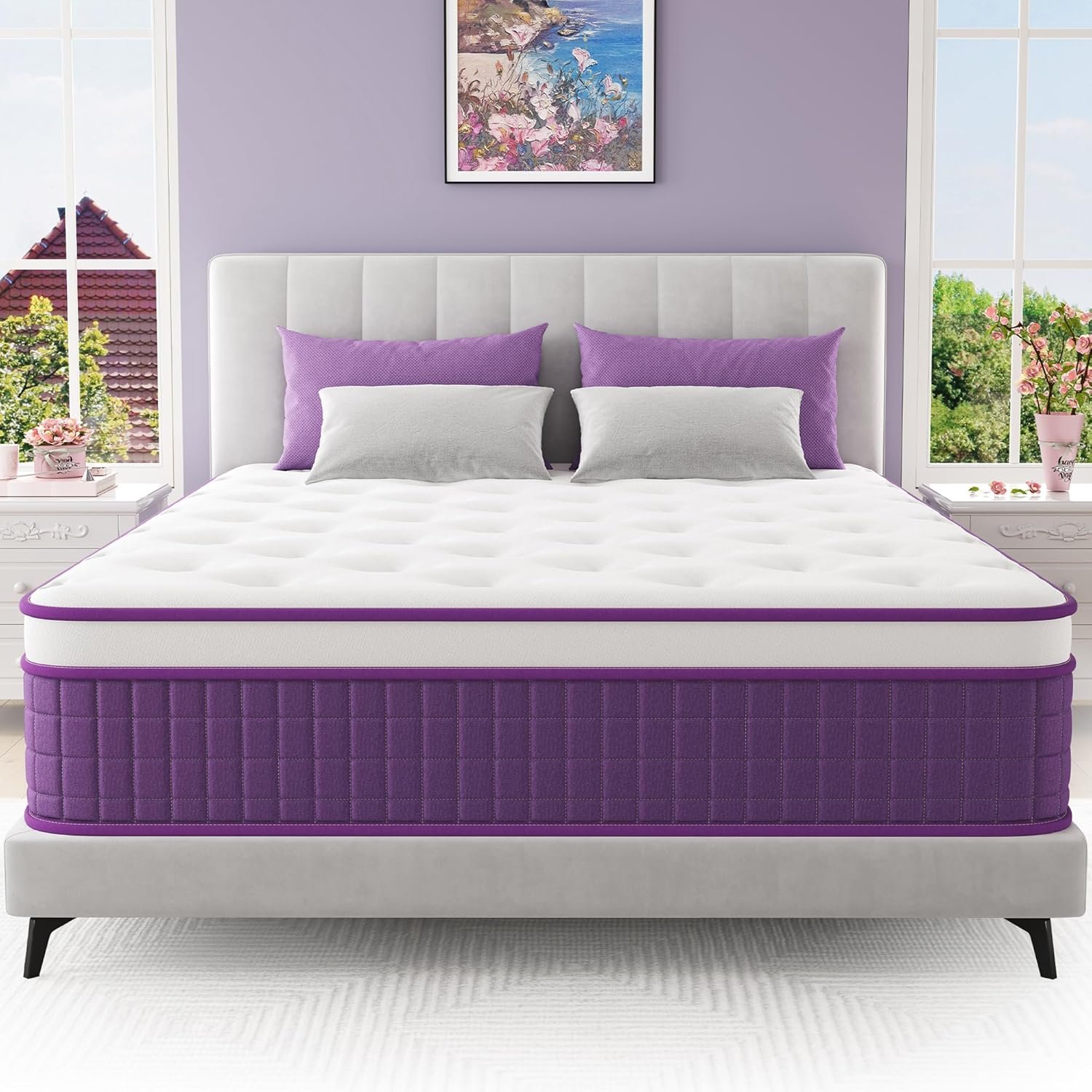 BedsPick Queen Mattress, 12 Inch Memory Foam and Independent Pocket Springs Hybrid Mattress Queen Size in a Box, Motion Isolation, Medium Firmness, Strong Edge Support