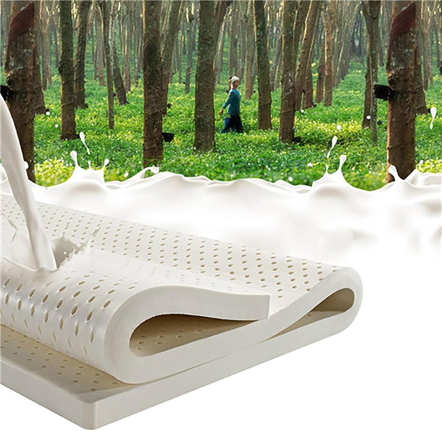 100% Natural Latex Mattress Topper, 1/2/3/4inch Latex Foam Bed Pad Natural Latex Topper Firm, Natural Latex Hybrid Mattress with Pressure Relief and Support,Twin,39"×75"×3"