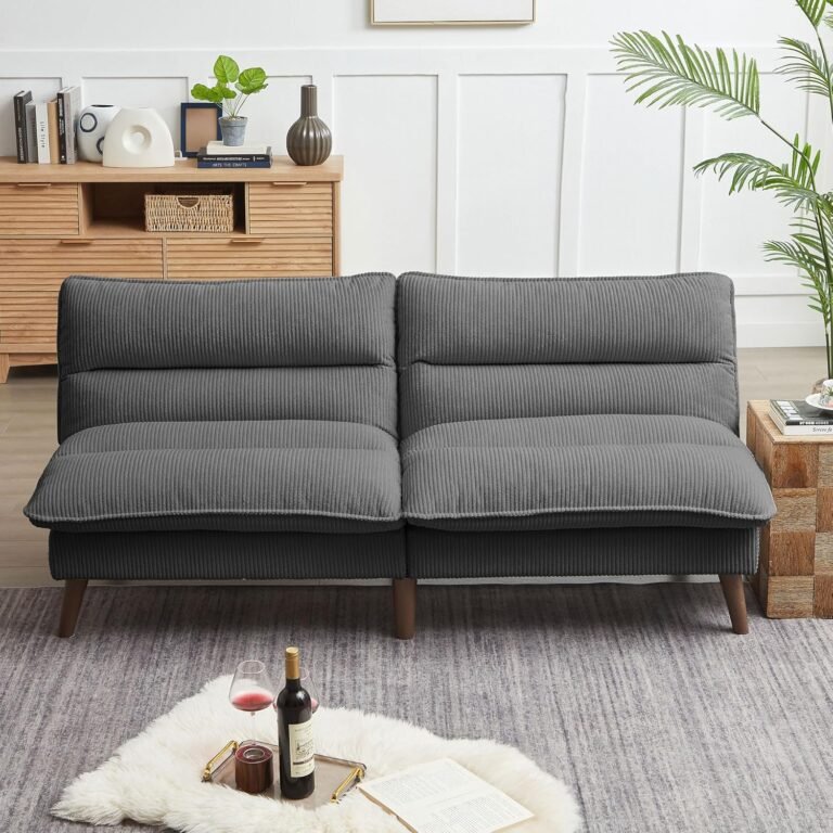Convertible Futon Sofa Bed, 72" Loveseat Couch with 3-Level Adjustble Backrest, Modern Futon Loveseat Sofa for Living Room Apartment, Dark Grey