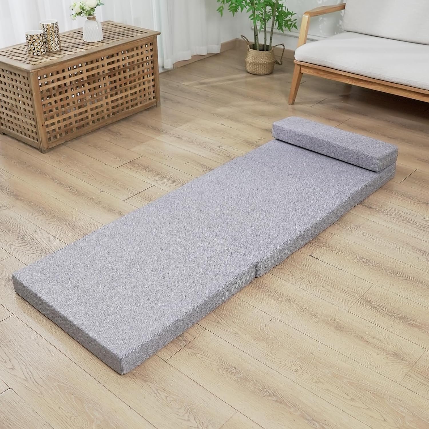 Folding Mattress, Twin Foldable Mattress, Portable Foam Floor Cushion, 3 Inch Thick Twin Size Floor Bed for Spacious Sleep in Camping, Road Trip, 79''x26''x3''
