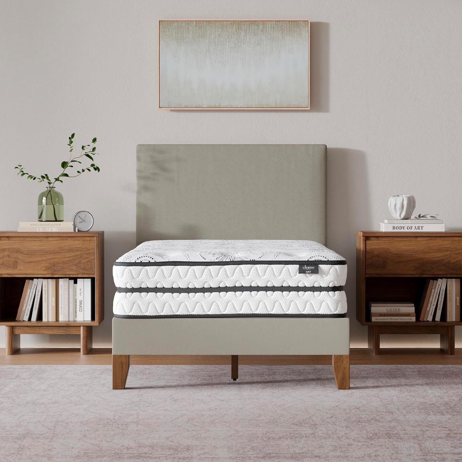 Signature Design by Ashley Twin Size Chime 10 Inch Medium Firm Hybrid Mattress with Cooling Gel Memory Foam for Pressure Relief, Fiberglass-Free, Mattress In A Box