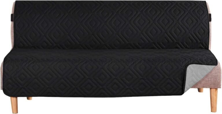 H.VERSAILTEX Futon Cover Reversible Sofa Slipcover Furniture Protector Water Resistant 2 Inch Wide Elastic Straps Sofa Bed Pets Kids Dog Cat Fit Sitting Width Up to 70"(Futon, Black/Grey)