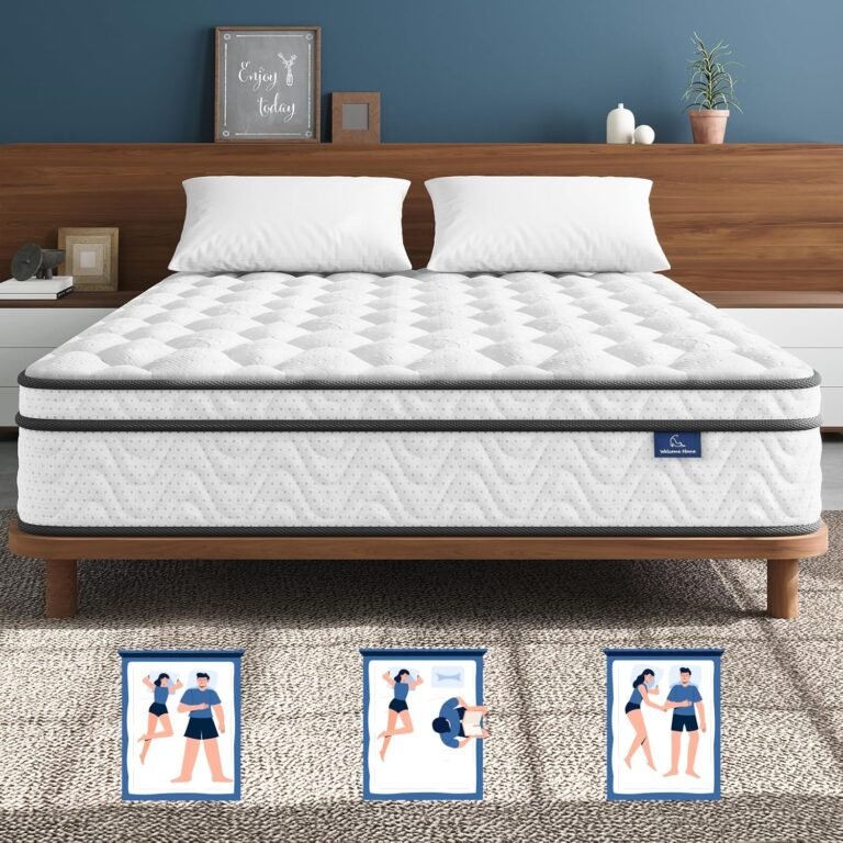 Vesgantti Queen Mattress 12 Inch, Fiberglass-Free | Cool Sleep Hybrid Mattress in a Box - Memory Foam & Pocket Springs, Ergonomic Design, Pressure Relief, Medium Firm Feel, 60"×80"×12"