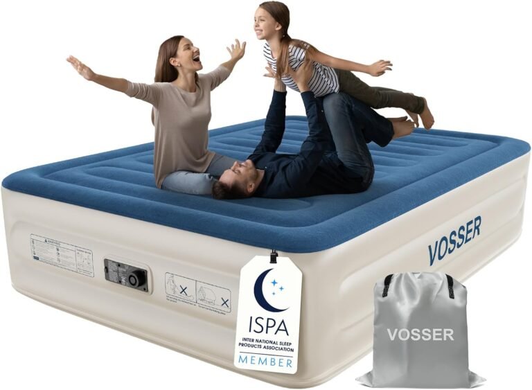 VOSSER Queen Air Mattress with Built-In Pump, 18-Inch Flocked Top PVC Air Bed Review